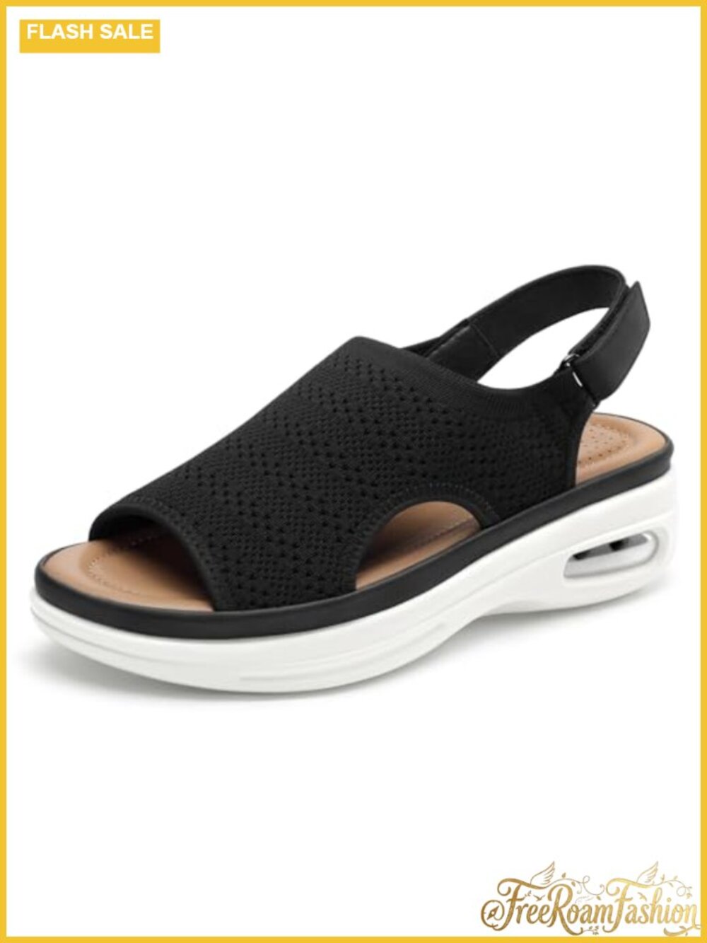 Comfortable Air Cushion Knit Platform Walking Sandals Hook & Loop